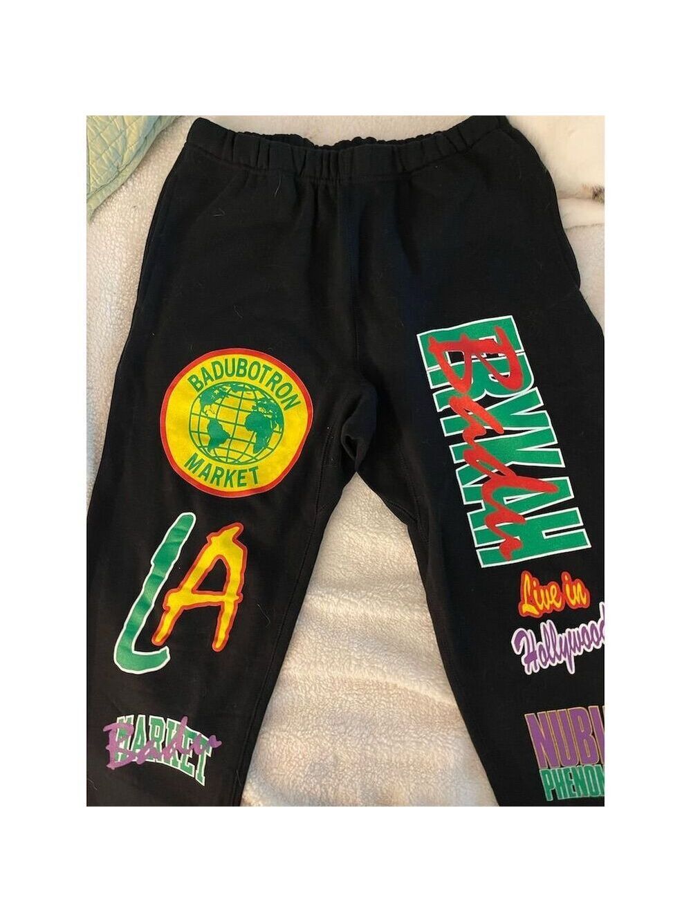 Market Unisex Sweatpants Black M Elastic Waistband Rear Pocket